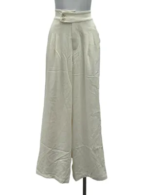 White Double Button Wide Leg Pants