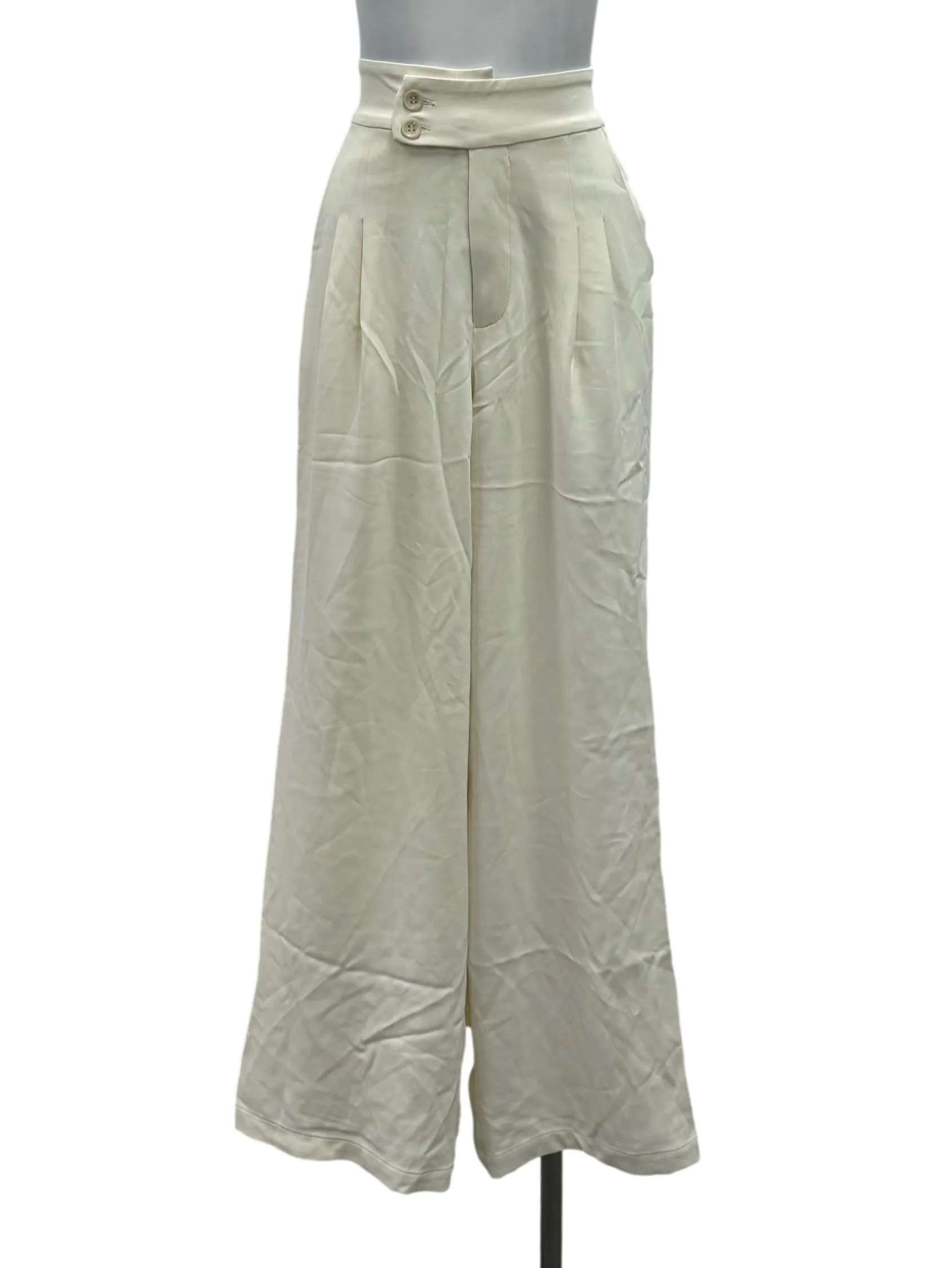 White Double Button Wide Leg Pants
