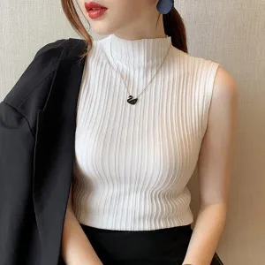 White High Neck Tank Top