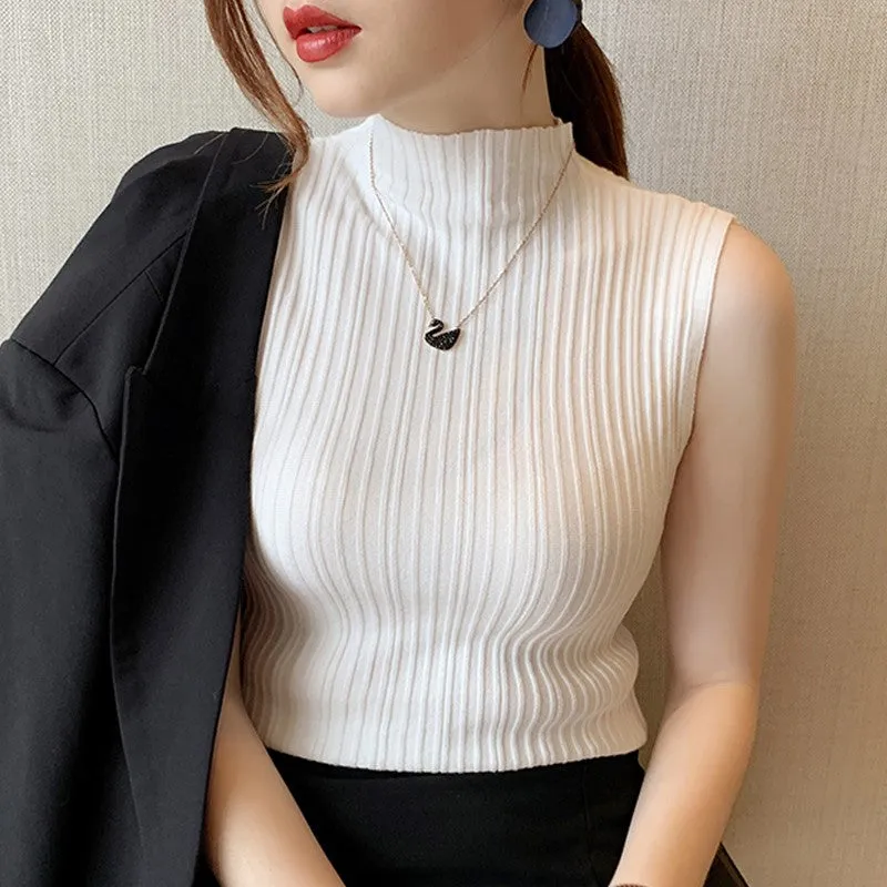 White High Neck Tank Top