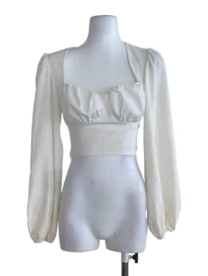 White Plain Crop Blouse