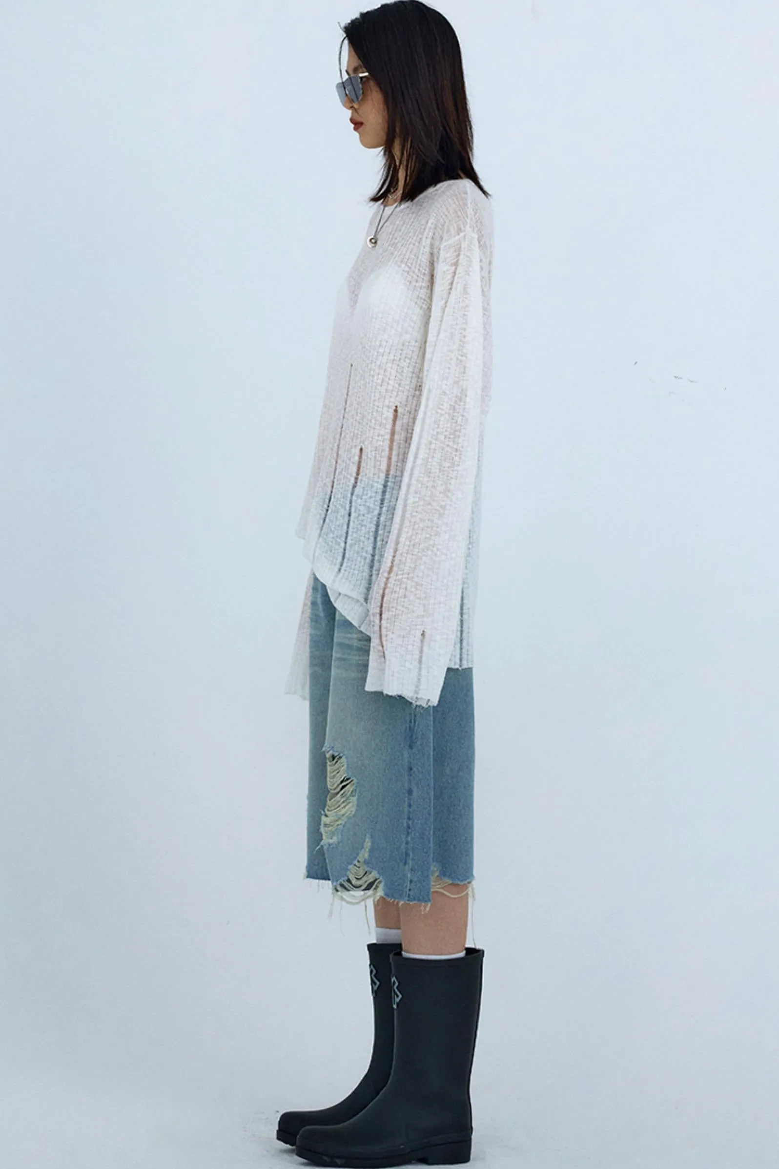 Wide-Leg Denim Culottes Shorts
