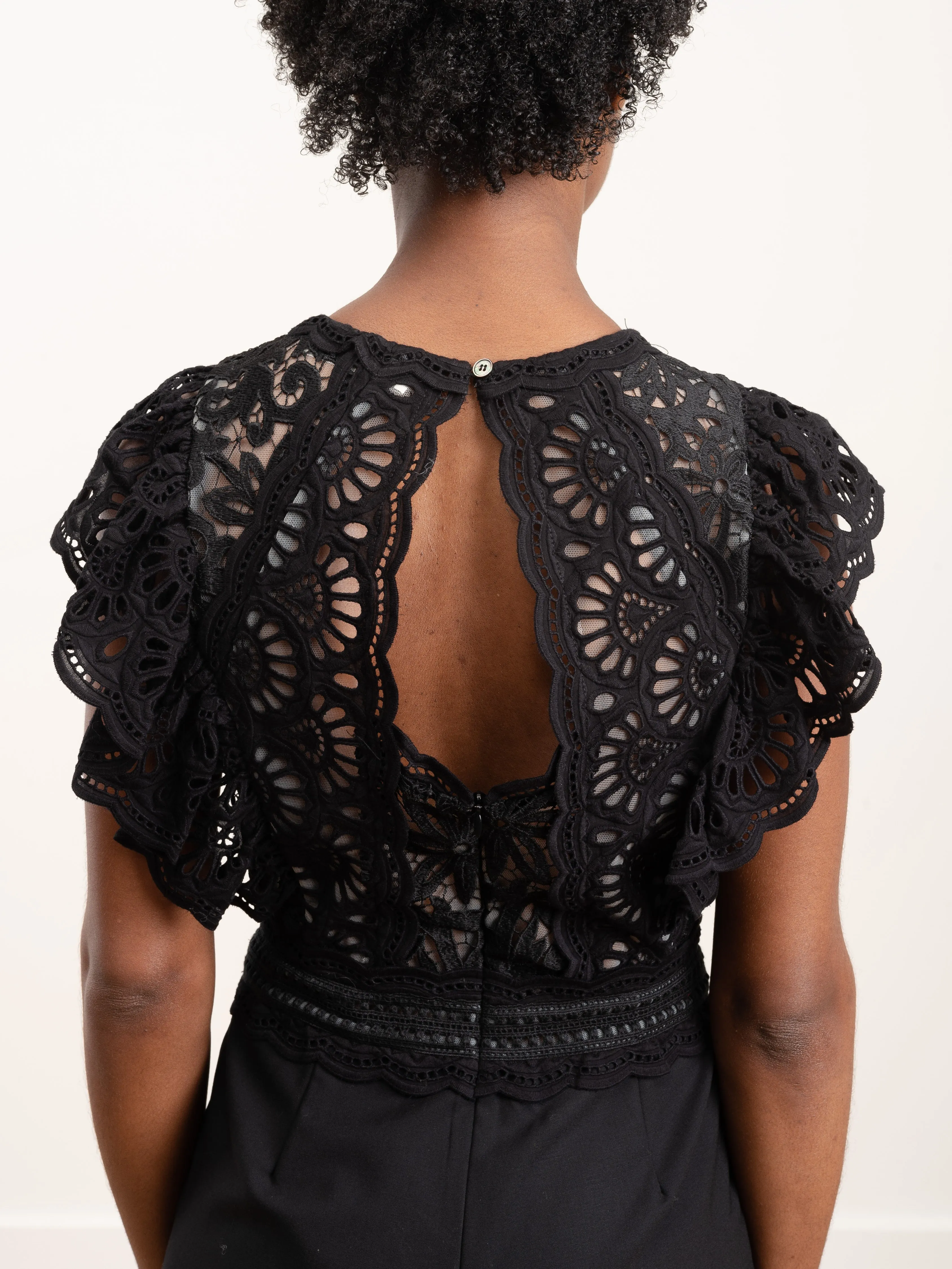 winnie short sleeve lace jumpsuit