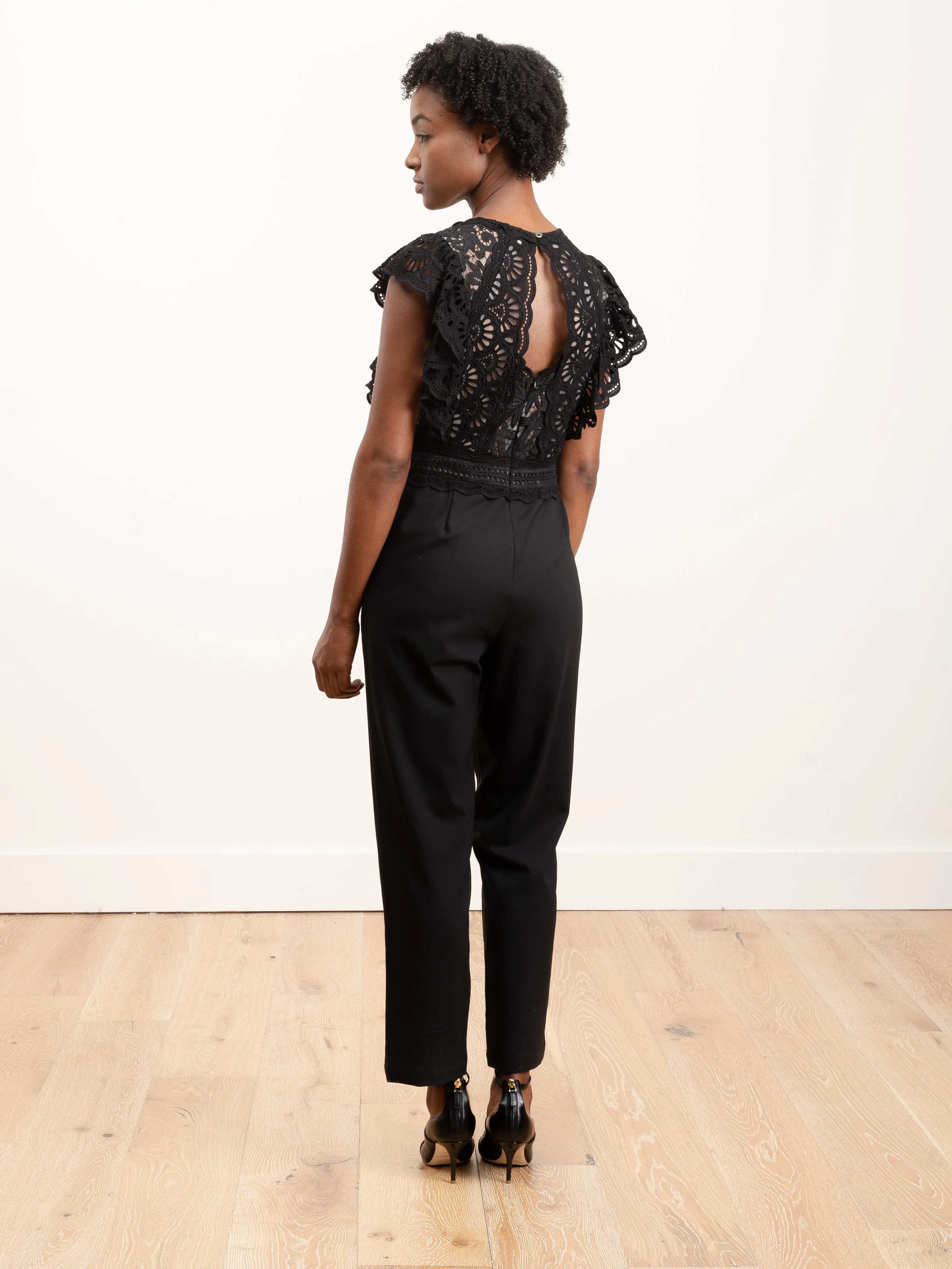 winnie short sleeve lace jumpsuit