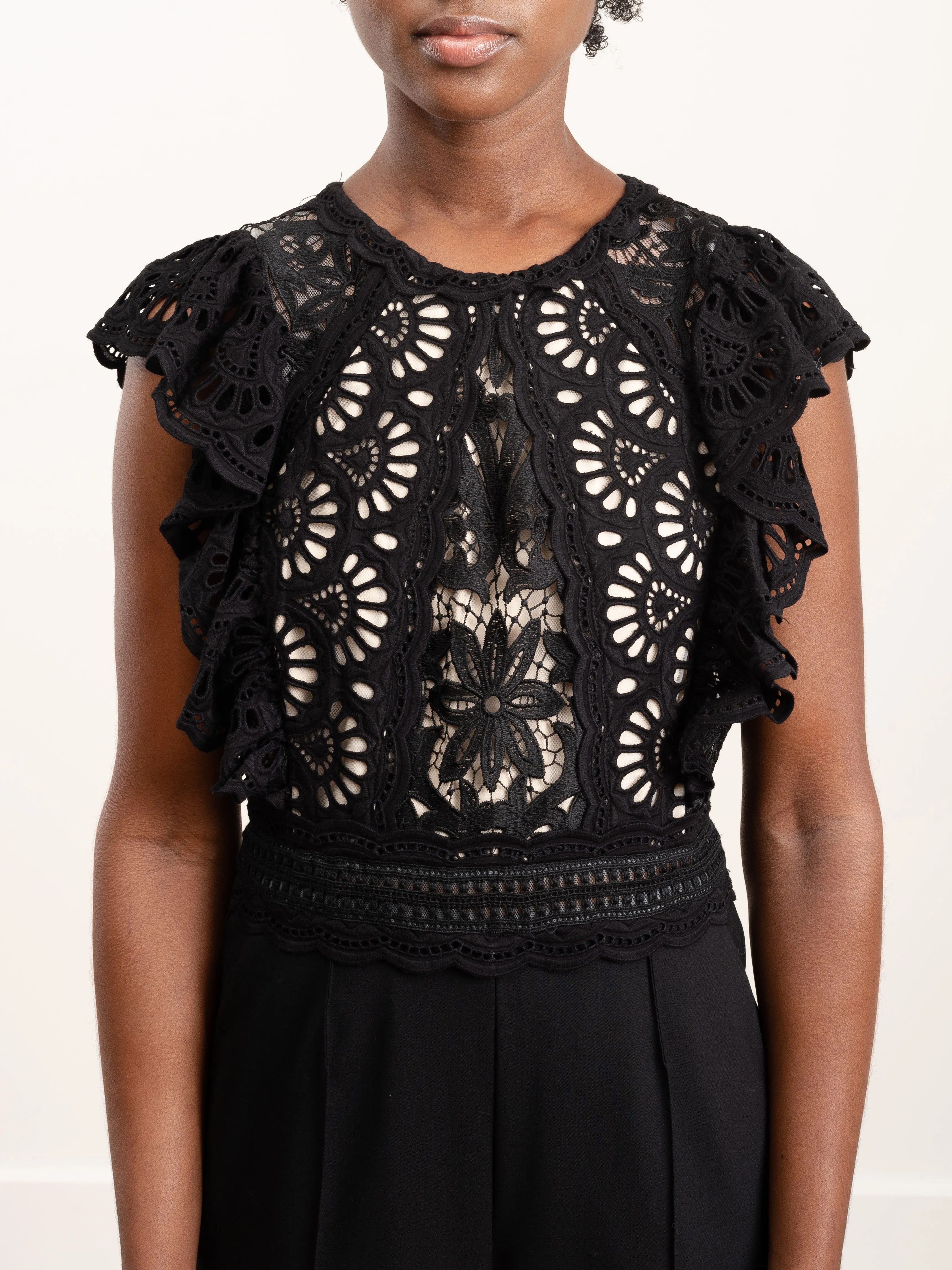 winnie short sleeve lace jumpsuit
