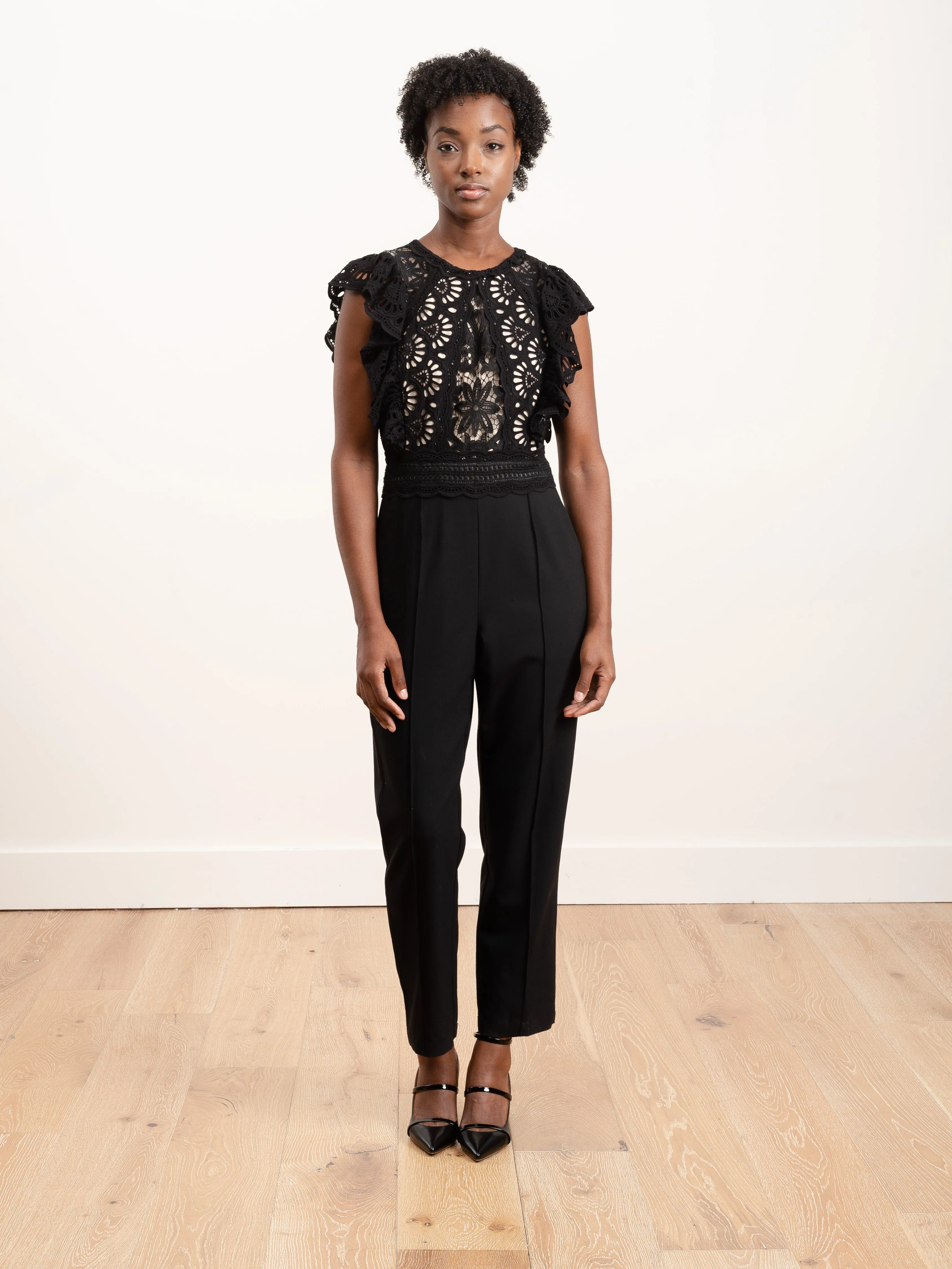 winnie short sleeve lace jumpsuit