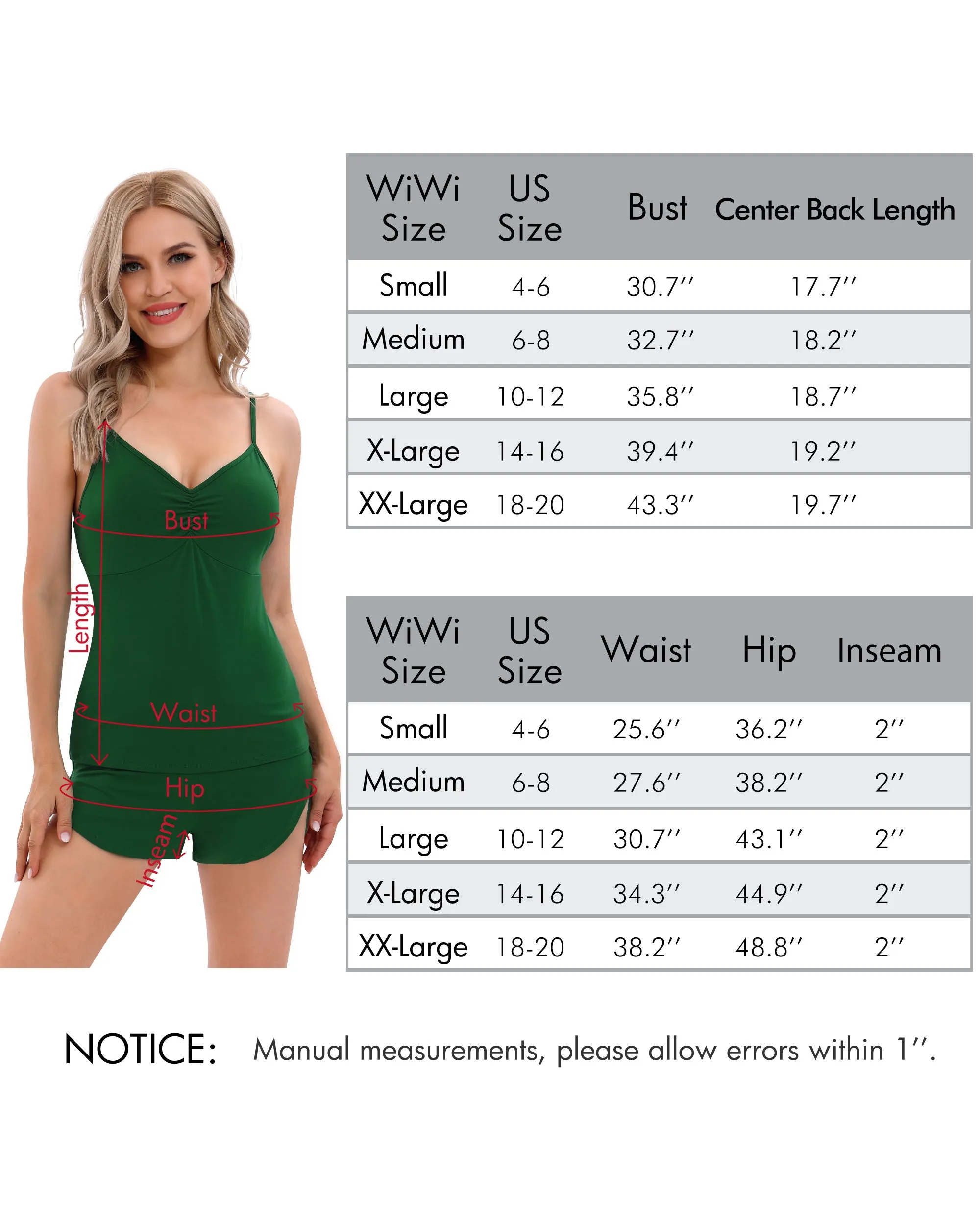 WiWi Bamboo Cami Top with Shorts Pjs Sleepwear