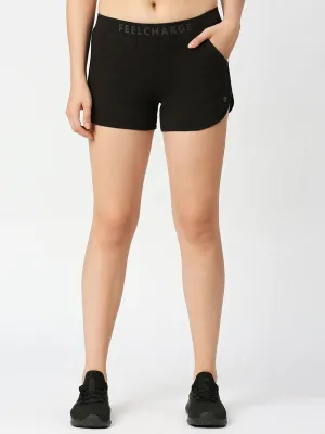Women Black Solid Shorts DAZZLE SHORTS-BK
