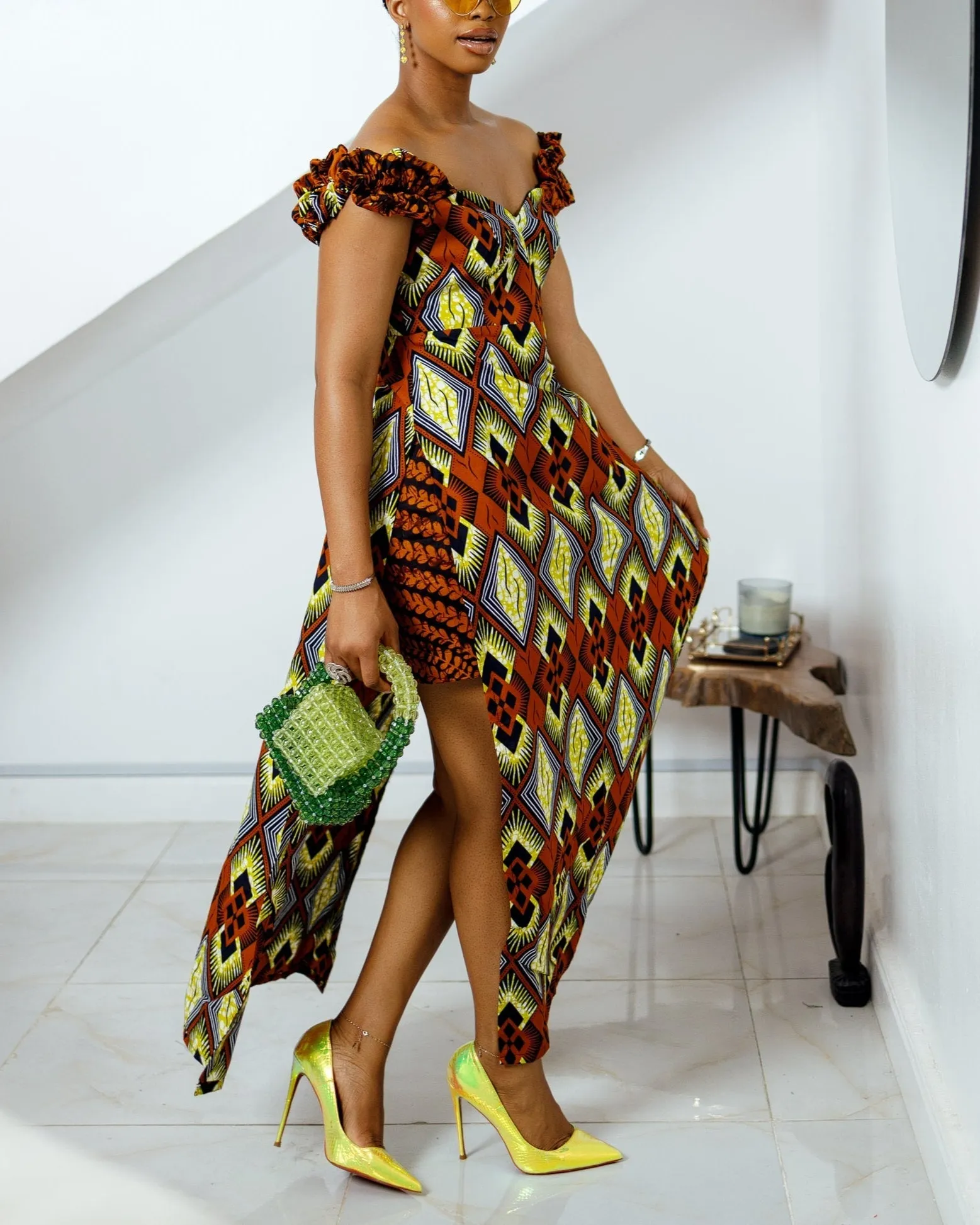 Women's Casual Print Kaftan Maxi Dress & shorts Two-Piece Set