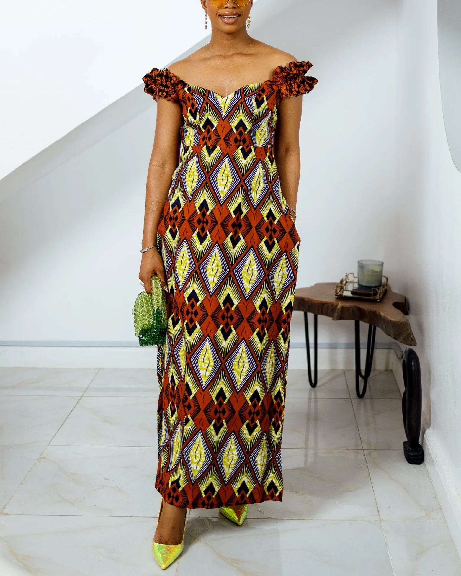 Women's Casual Print Kaftan Maxi Dress & shorts Two-Piece Set