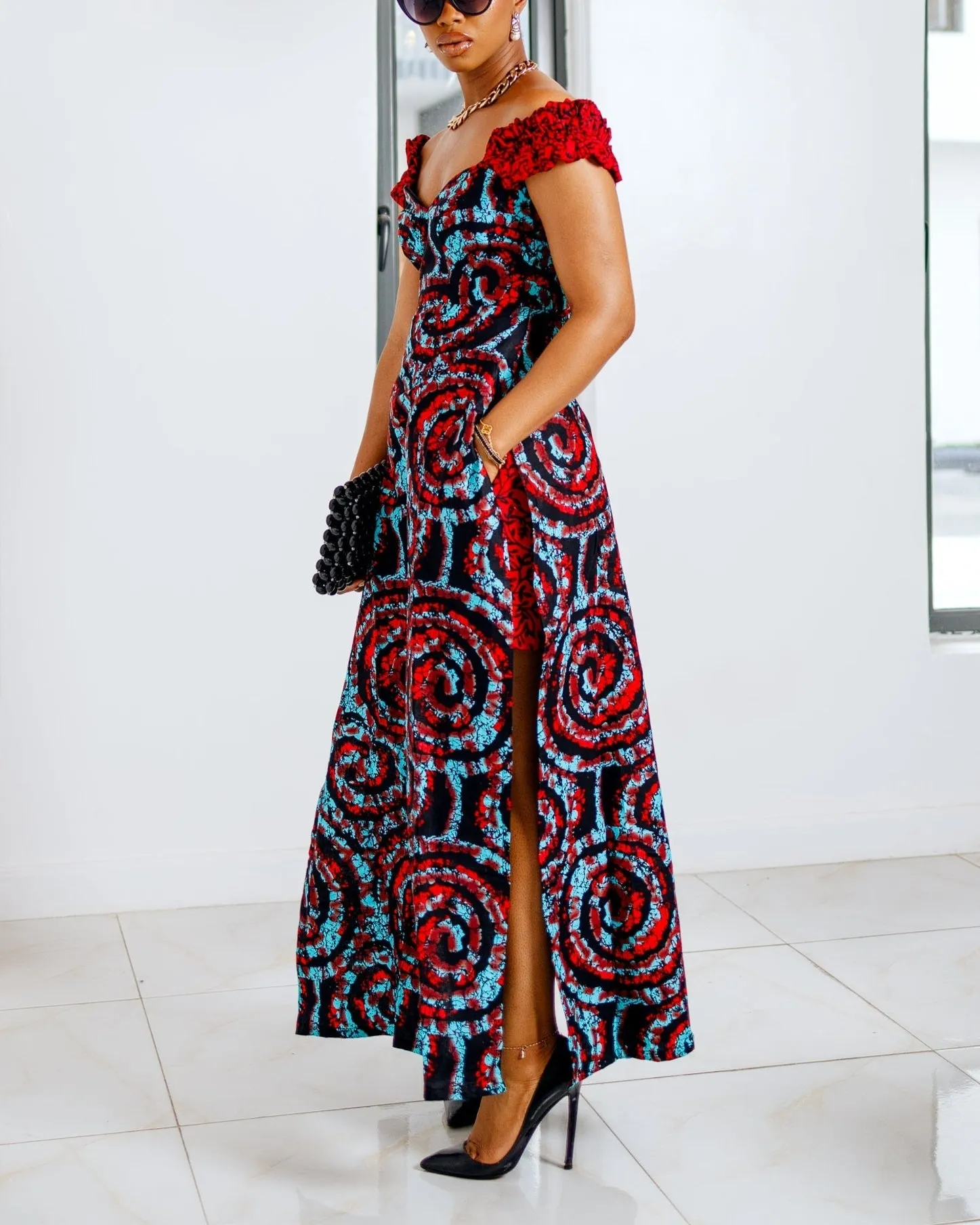 Women's Casual Print Kaftan Maxi Dress & Shorts Two-Piece Set