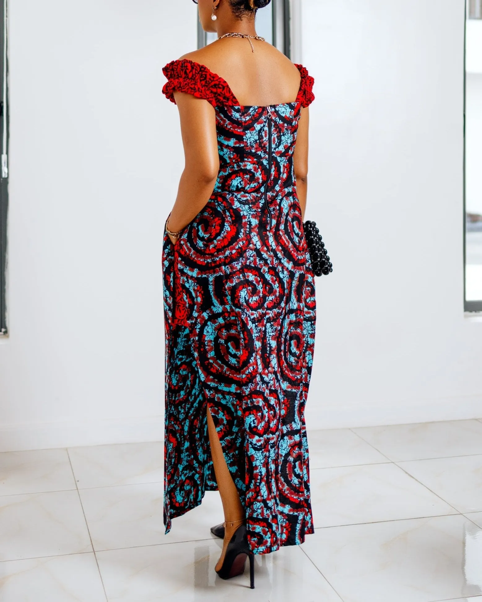 Women's Casual Print Kaftan Maxi Dress & Shorts Two-Piece Set