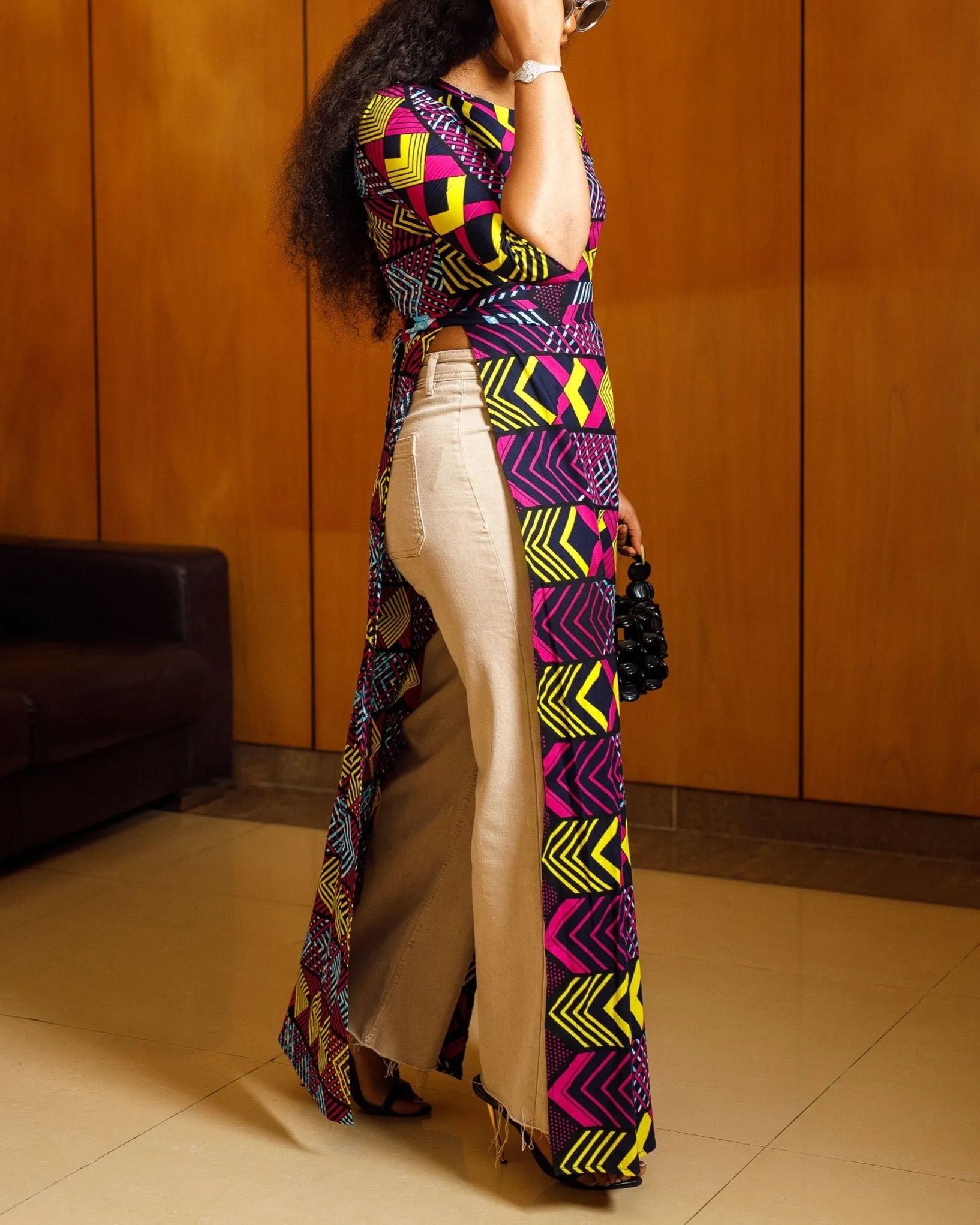 Women's Casual Print Round Neck Kaftan Maxi Dress