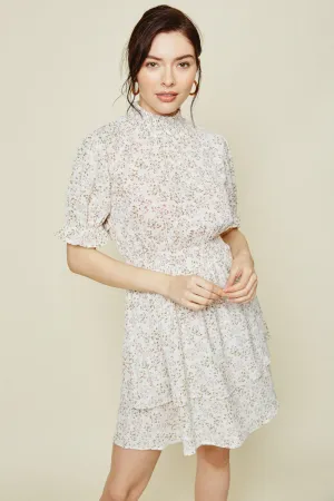 Women's Floral Smock Waist Mini Dress
