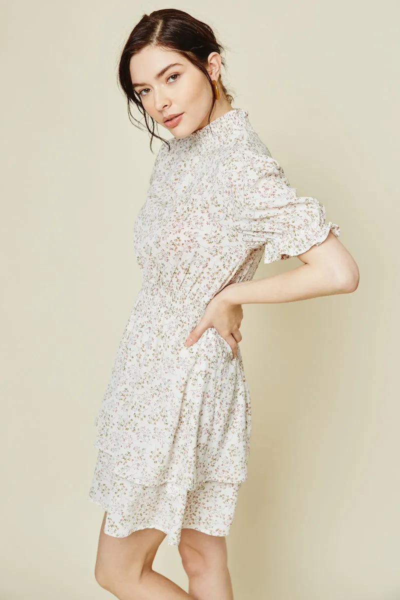 Women's Floral Smock Waist Mini Dress