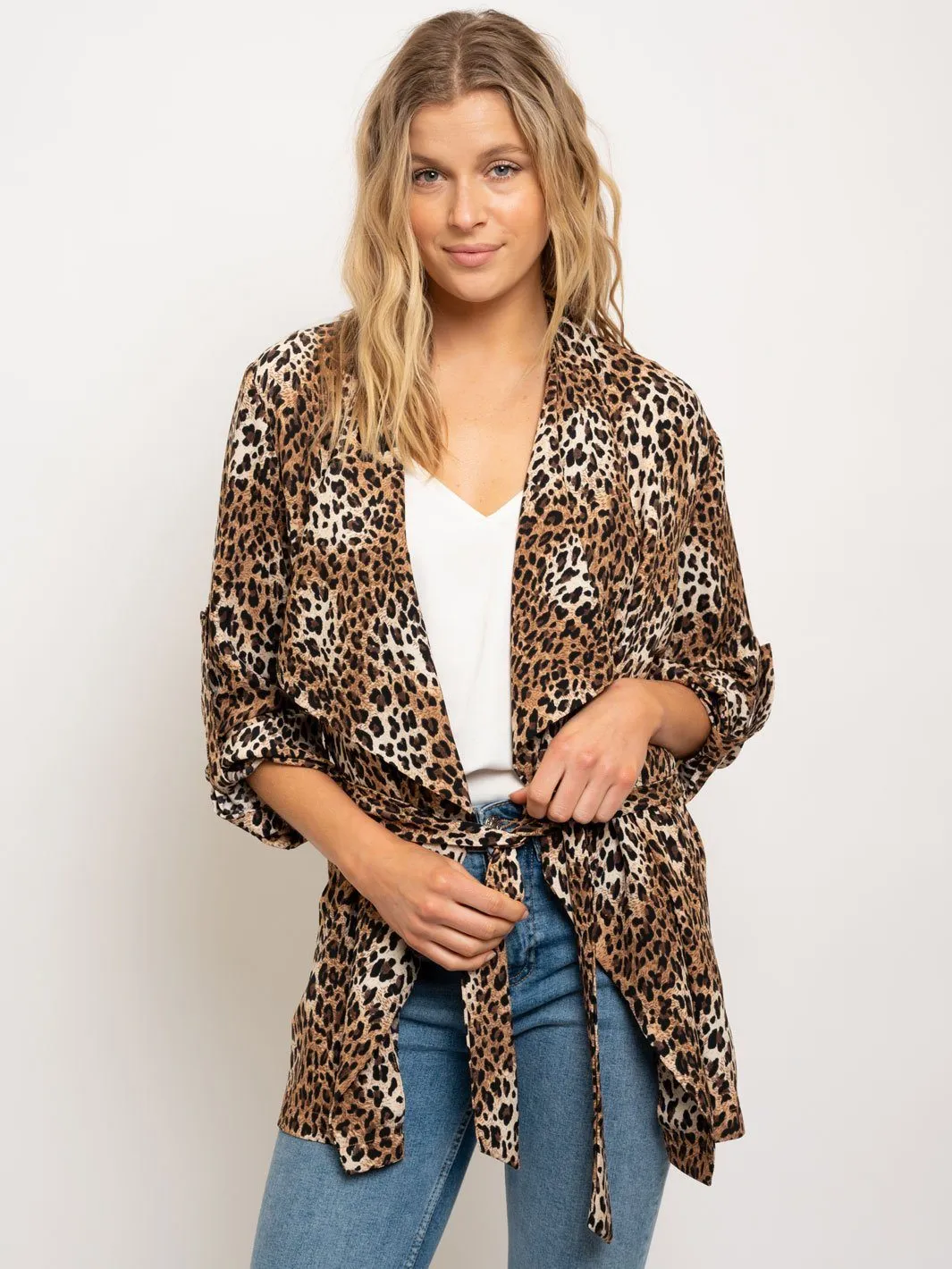 WOMEN'S LEOPARD PRINT CASCADE CARDIGAN