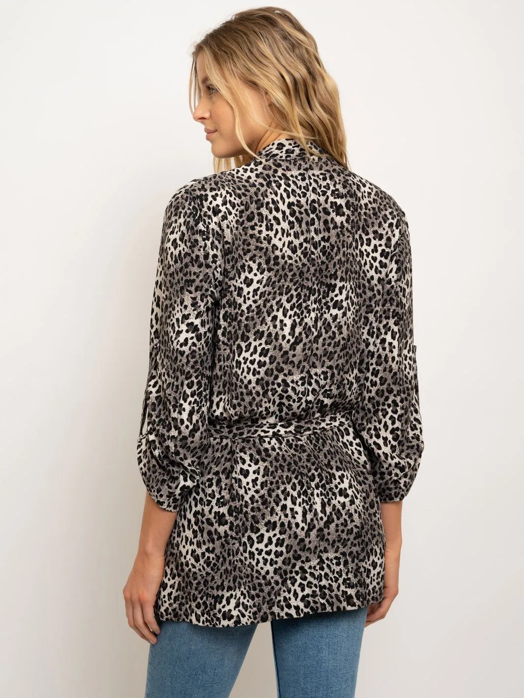 WOMEN'S LEOPARD PRINT CASCADE CARDIGAN