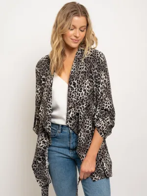 WOMEN'S LEOPARD PRINT CASCADE CARDIGAN