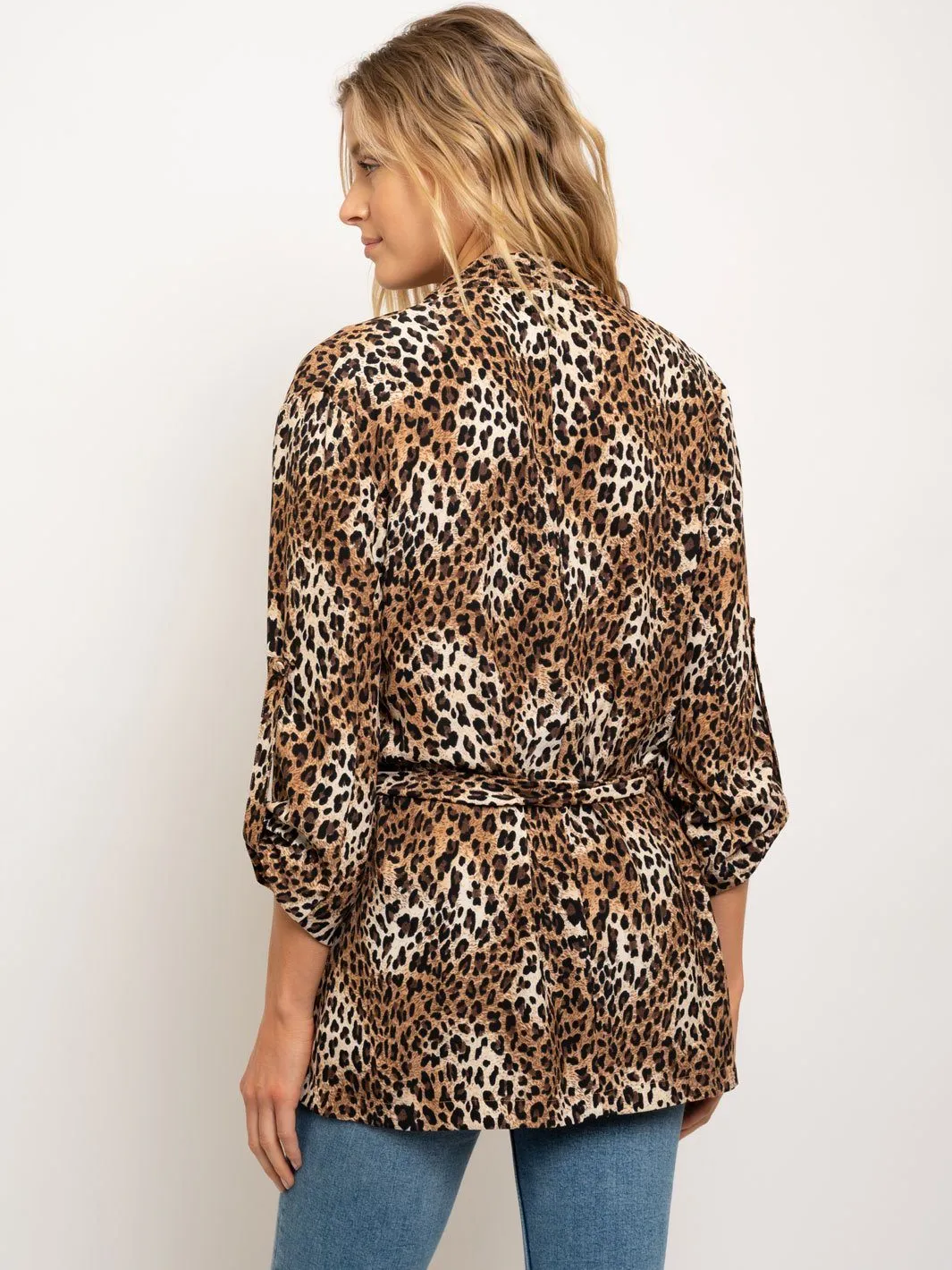 WOMEN'S LEOPARD PRINT CASCADE CARDIGAN