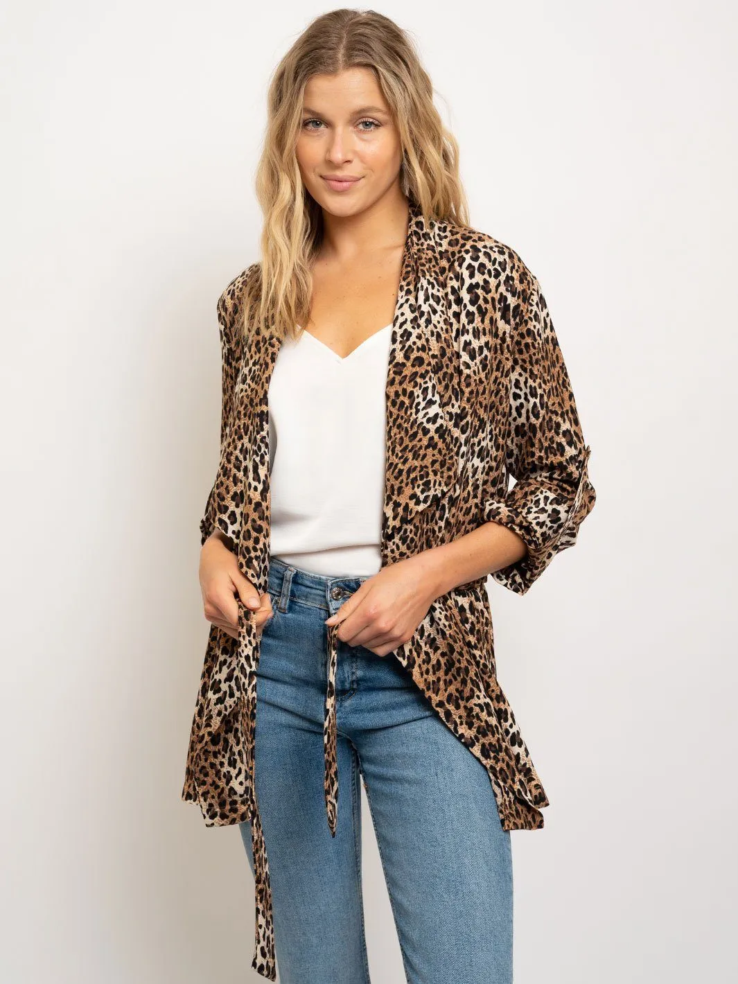 WOMEN'S LEOPARD PRINT CASCADE CARDIGAN