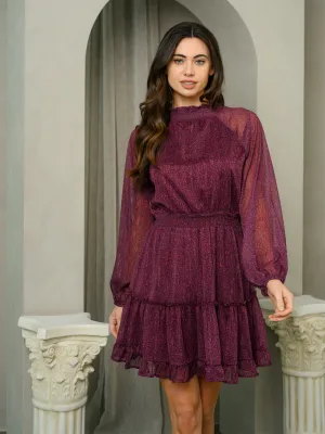 WOMEN'S LONG SLEEVE MOCK NECK MINI DRESS