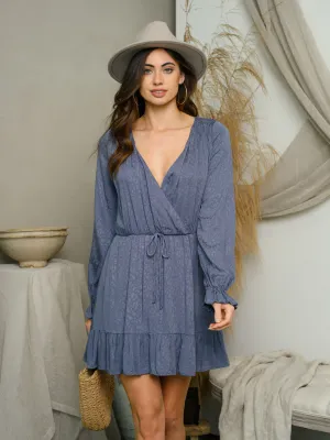 WOMEN'S LONG SLEEVE SMOCK WAIST MINI DRESS