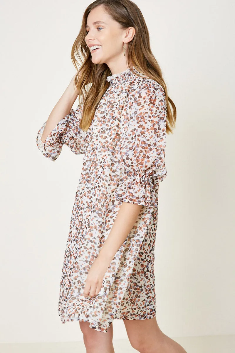 Women's Printed Smock Neck Mini Dress