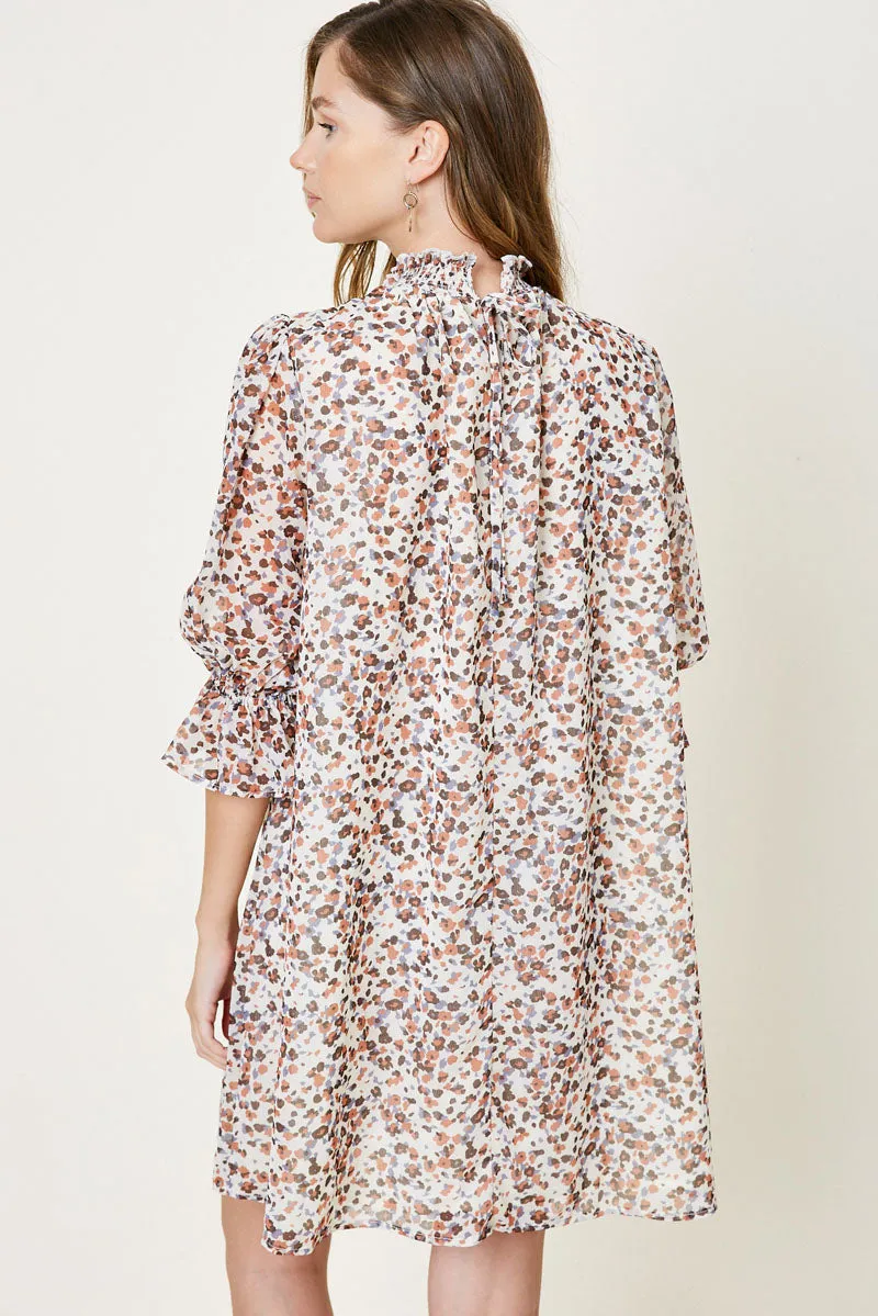 Women's Printed Smock Neck Mini Dress