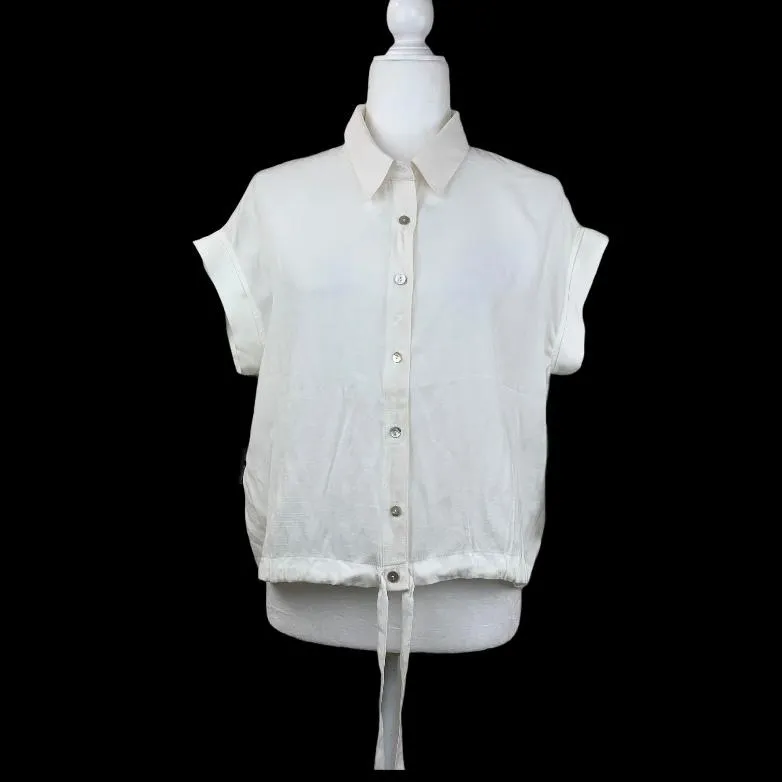 Women's Shirt Tie Front Short Sleeve Size S Top