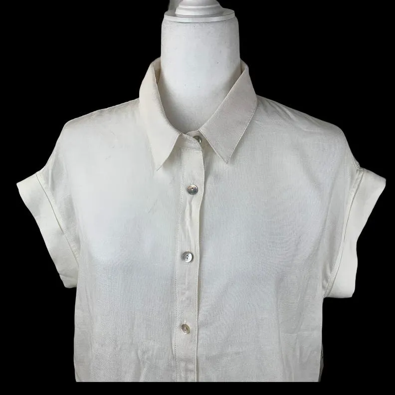Women's Shirt Tie Front Short Sleeve Size S Top