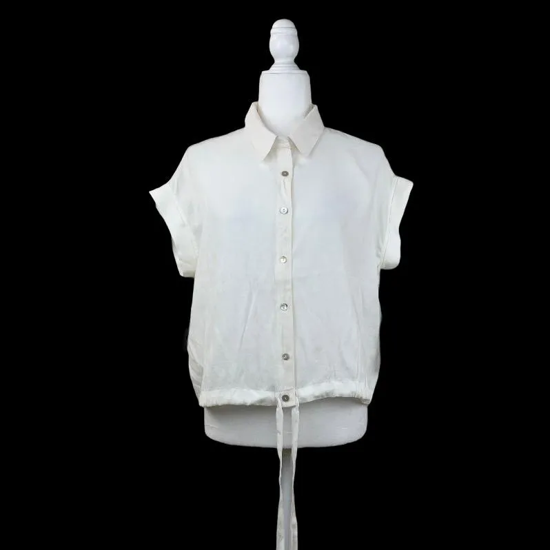 Women's Shirt Tie Front Short Sleeve Size S Top