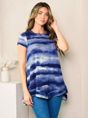 WOMEN'S SHORT SLEEVE TUNIC TIE DYE TOP