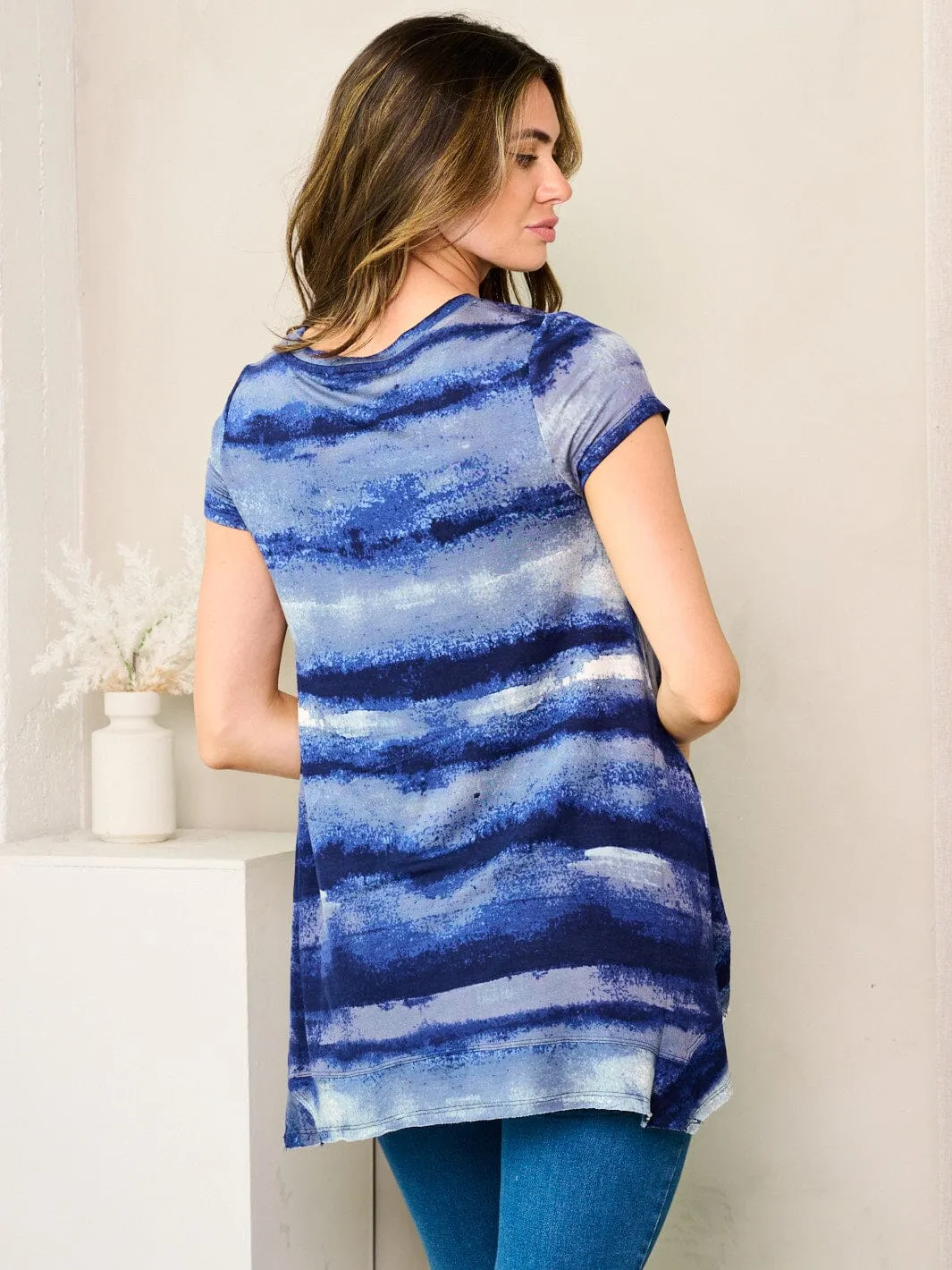 WOMEN'S SHORT SLEEVE TUNIC TIE DYE TOP