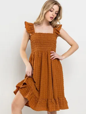 WOMEN'S SLEEVELESS RUFFLE SMOCK DETAILED TUNIC MINI DRESS