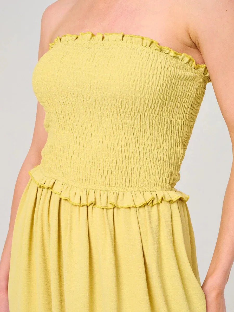 WOMEN'S SLEEVELESS SMOCK TIERED TUBE MAXI DRESS