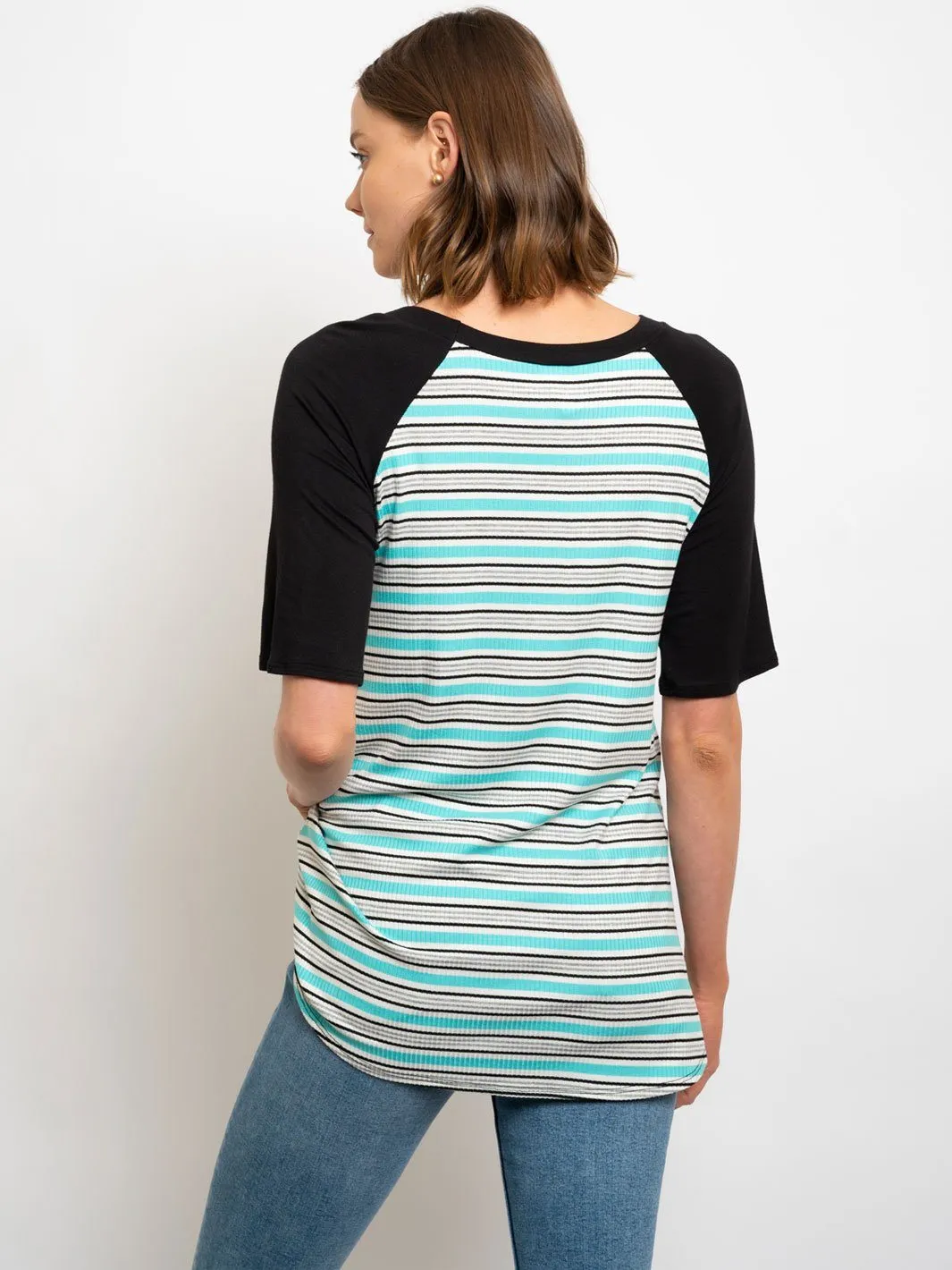 WOMEN'S STRIPES FRONT TIE TOP