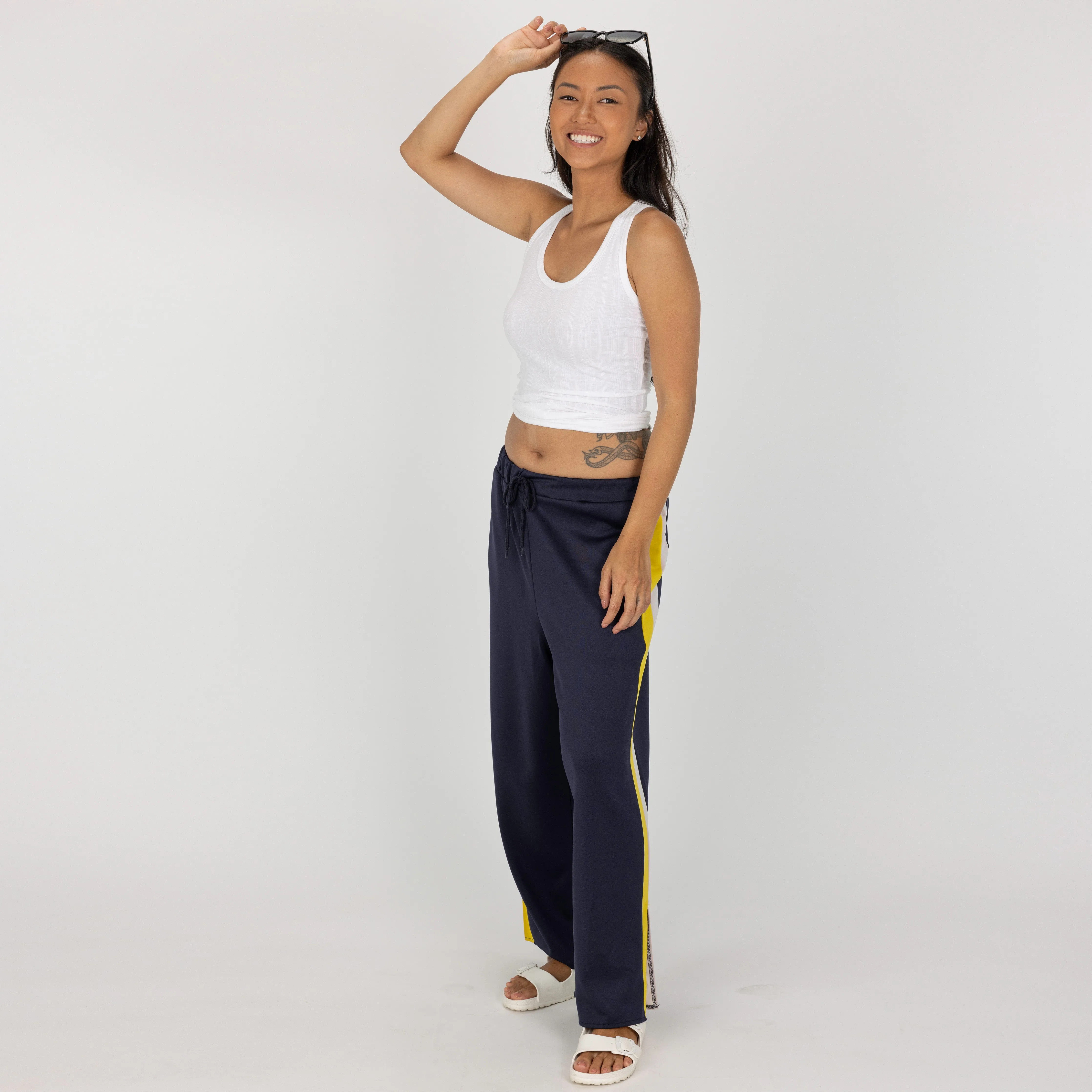 Womens Variegated Ribbed Racer Back Tank - White