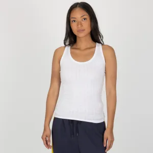 Womens Variegated Ribbed Racer Back Tank - White