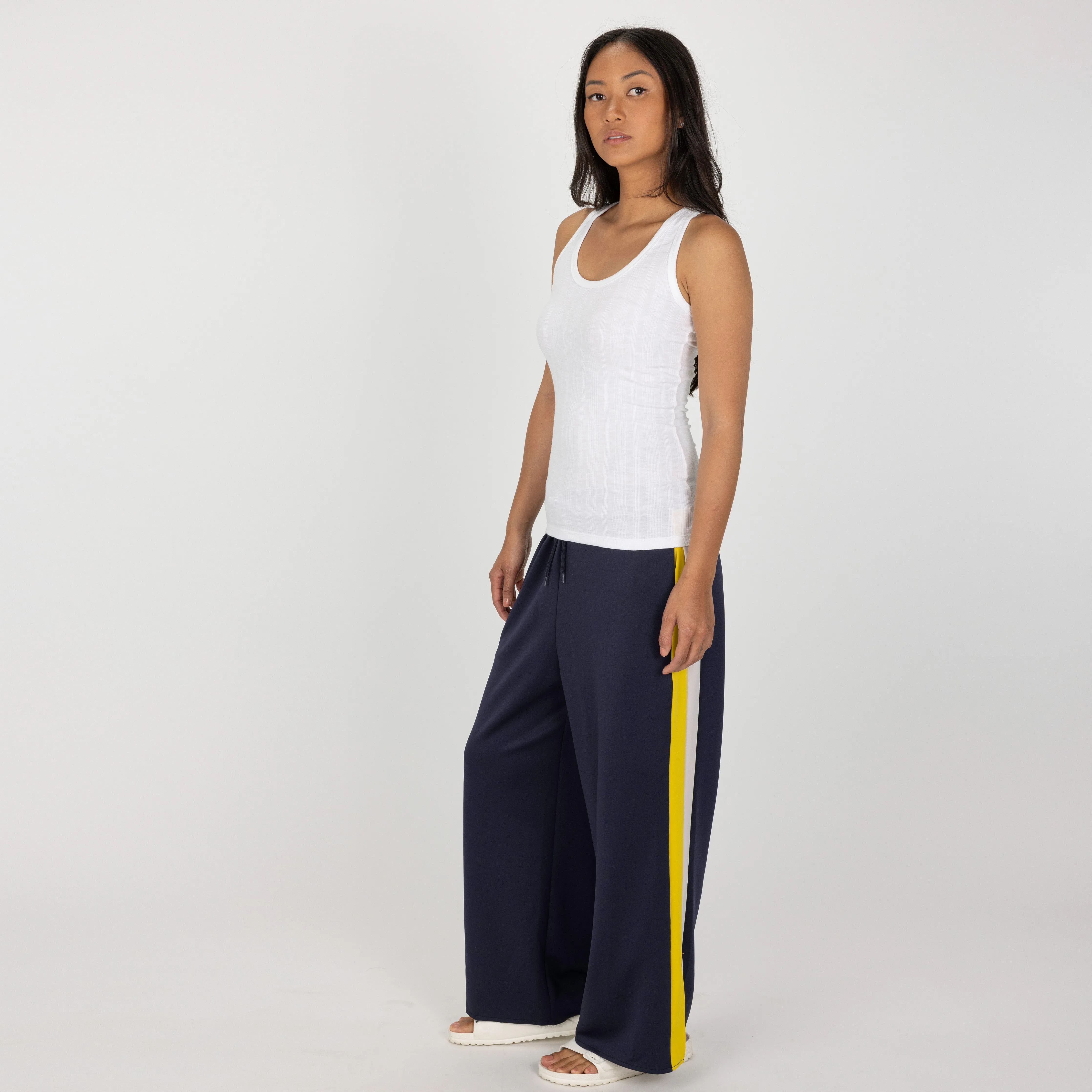 Womens Variegated Ribbed Racer Back Tank - White