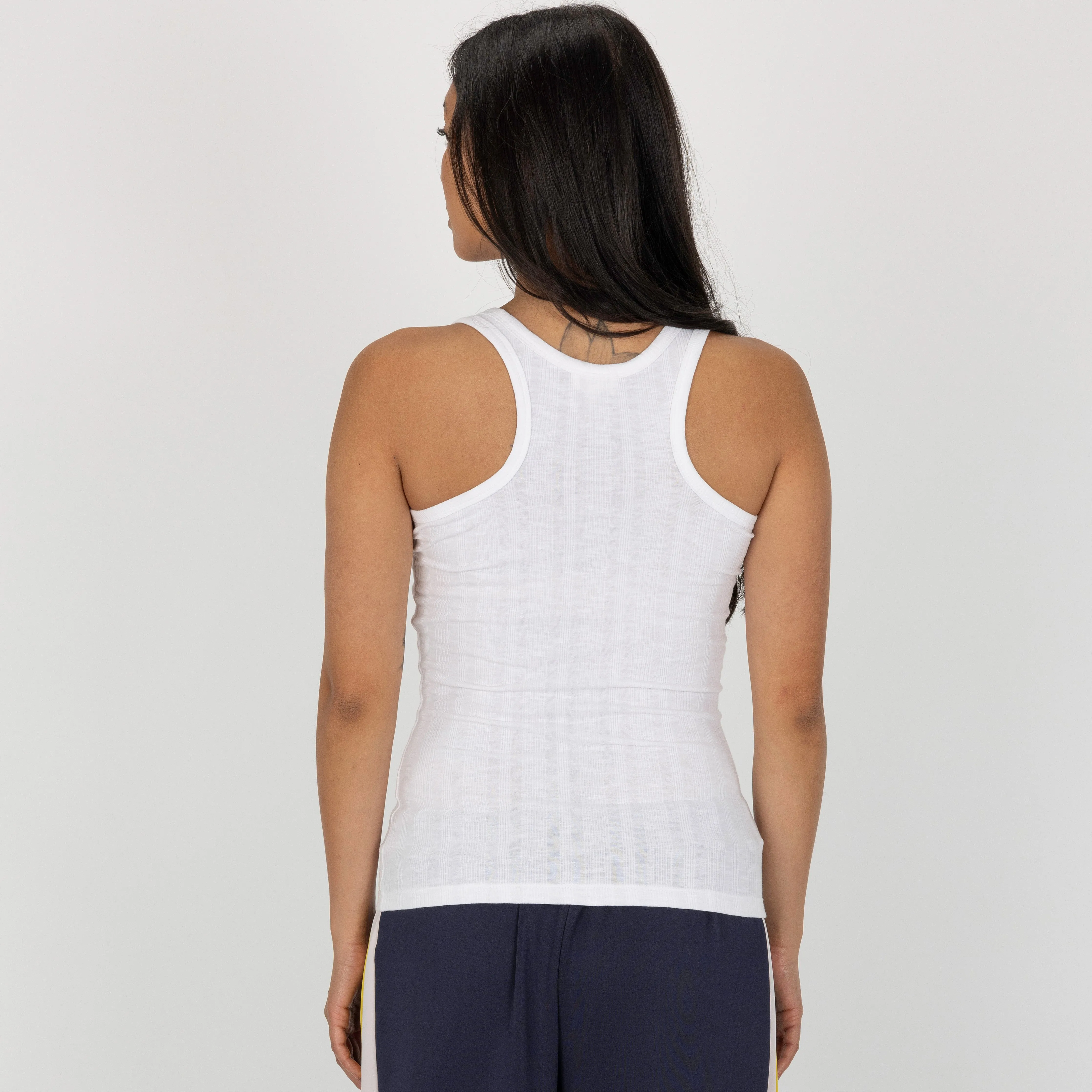 Womens Variegated Ribbed Racer Back Tank - White