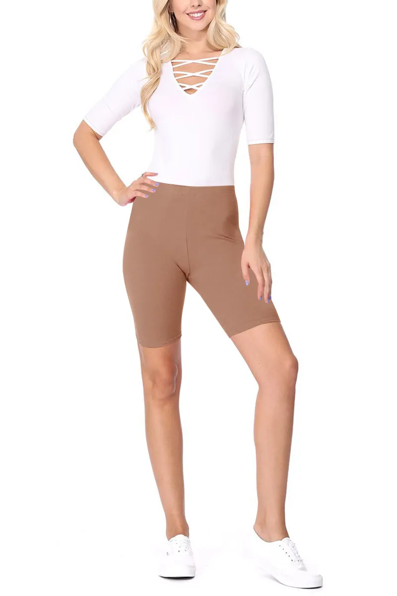 Women's Workout High Waist Comfy Elastic Band Active Biker Shorts Pants S-3XL