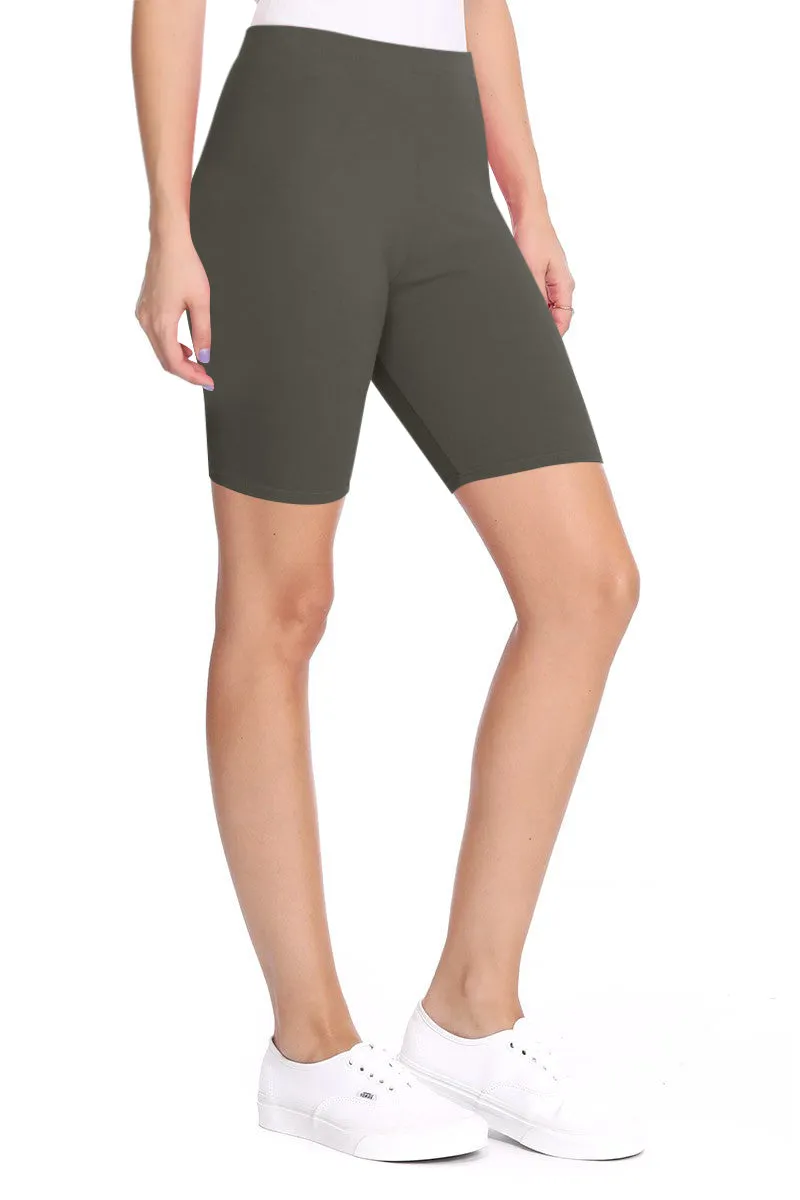 Women's Workout High Waist Comfy Elastic Band Active Biker Shorts Pants S-3XL