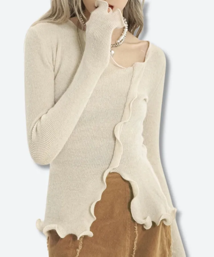 Y2K Asymmetric Ribbed Top