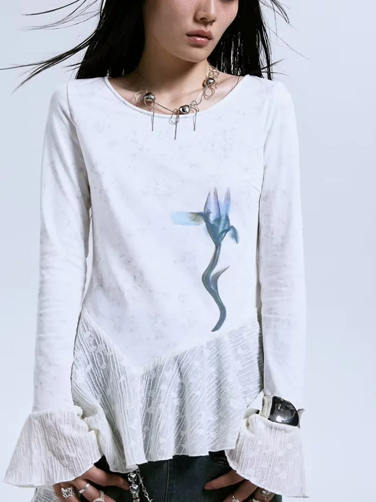 Y2K Floral Asymmetric Top