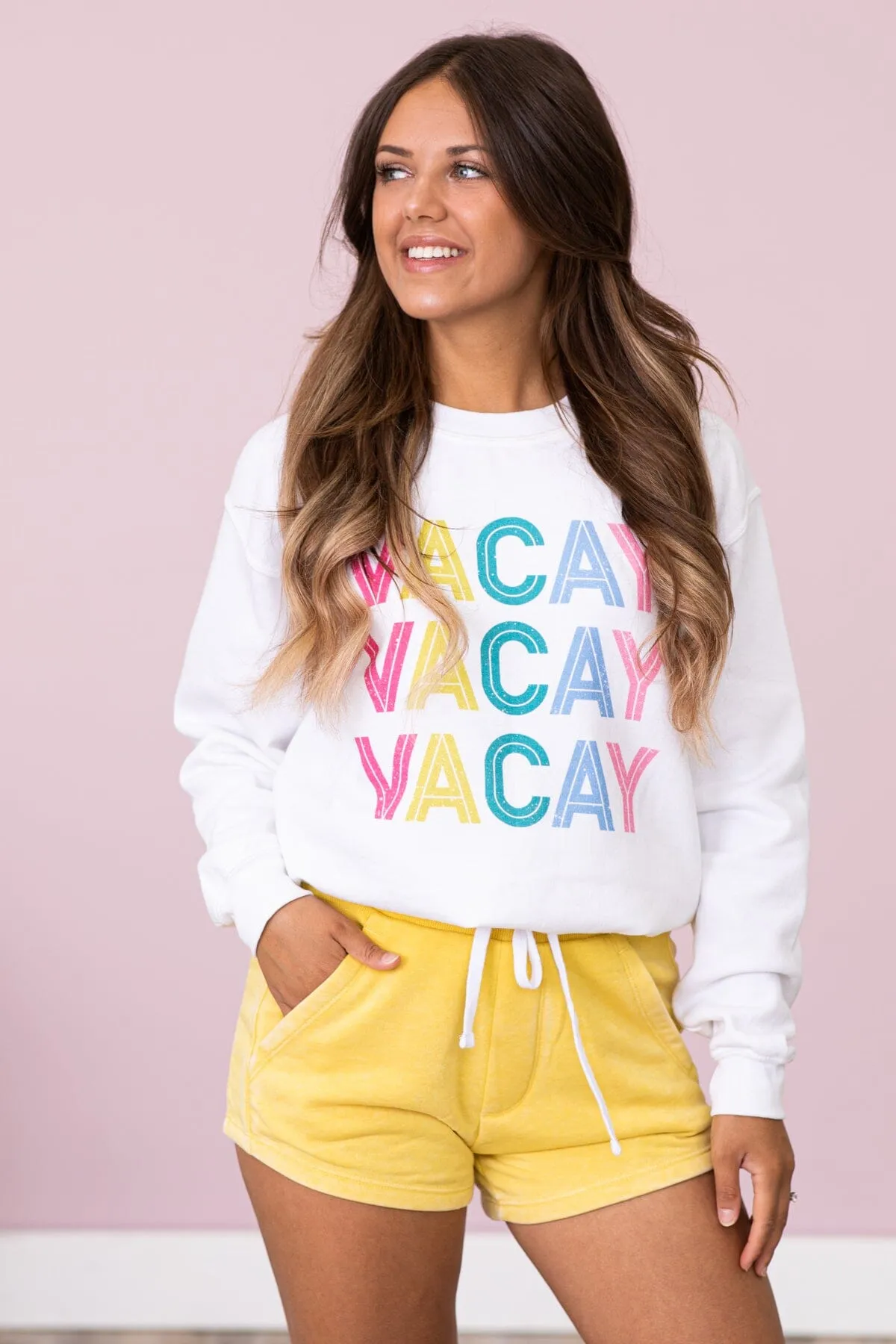 Yellow Burnout Elastic Waist Shorts