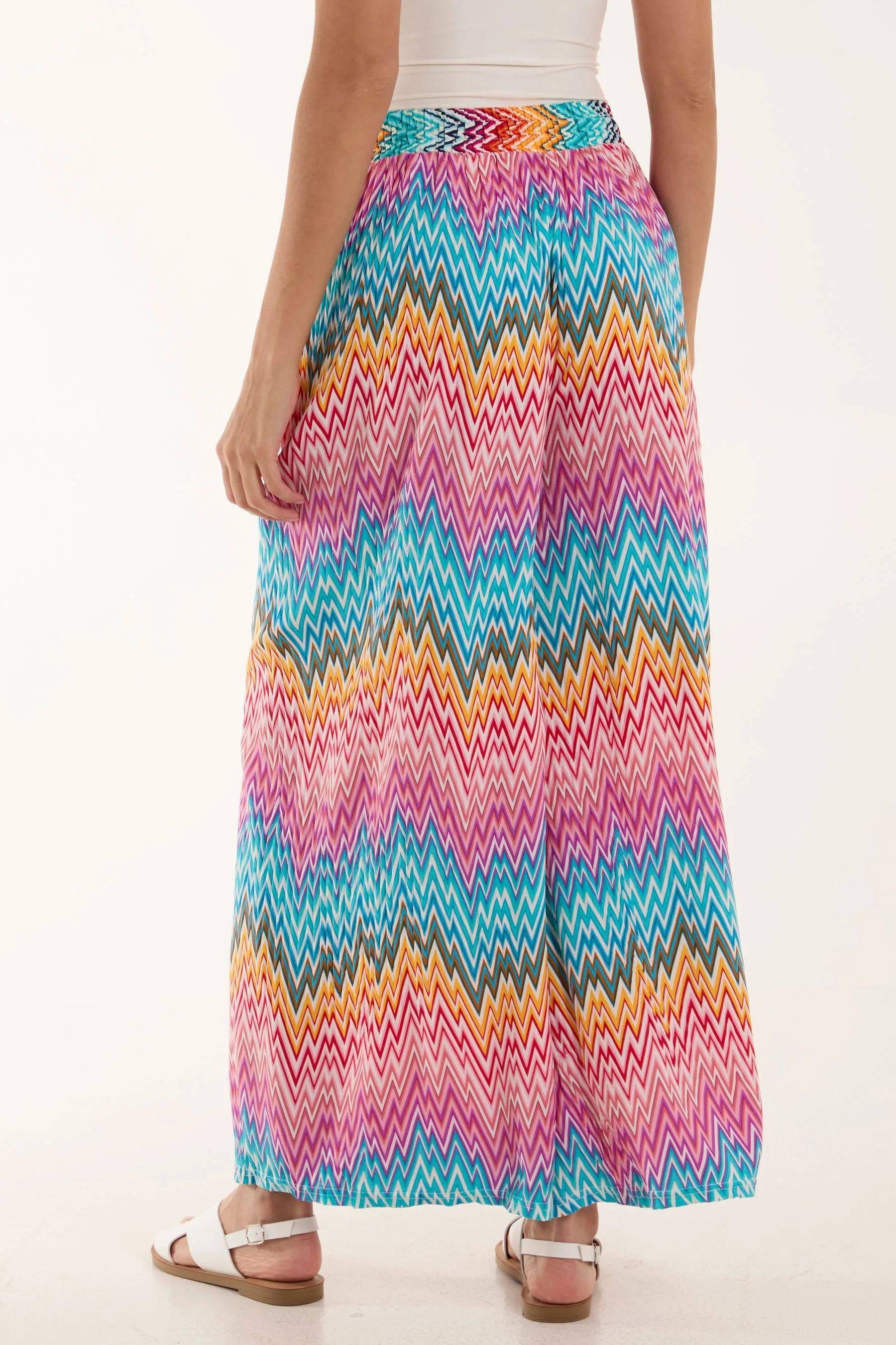 Zigzag Crushed Wide Leg Trousers